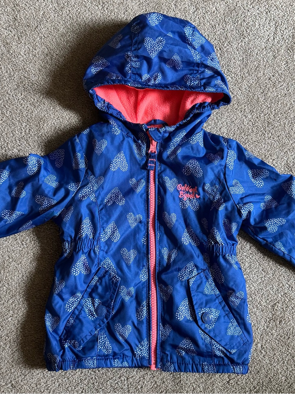 OshKosh Baby Girl Blue Heart Fleece-Lined Jacket 12M